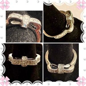 Ring - size 8 - bow shaped sterling silver w/faux diamonds - New! BOGO offer ⬇️